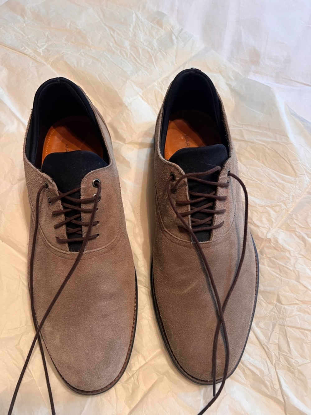 Men's Martin Dingman Taupe Suede Lace-Up Dress Shoes